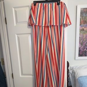 Strapless Striped Jumpsuit